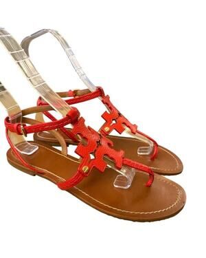 Tory Burch Phoebe Red Leather Flat Sandal Women size 10.5